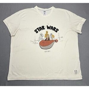 Star Wars Mens 3XL Graphic T Shirt Cartoon Speeder EST 1977 Luke R2 C3PO